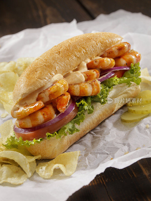 辣蛋黄酱烤虾Po Boy Sub